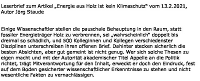 „Energie aus Holz ist kein Klimaschutz“