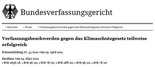 Urteil des BVerfG zum Klimaschutz